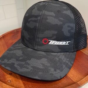 Vineyard Vines Mens Trident Camo Trucker Hat Snapback Mesh Cap Black Grey